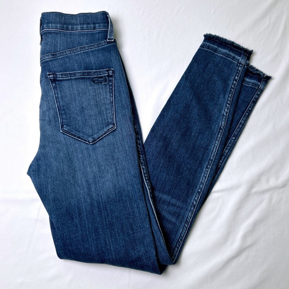 AYR Womens The Riser High Rise Skinny Raw Hem Jeans Size 25/2 Medium Wash Blue